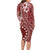 Kia Orana Cook Islands Long Sleeve Bodycon Dress Tiare and Stars - Scarlet