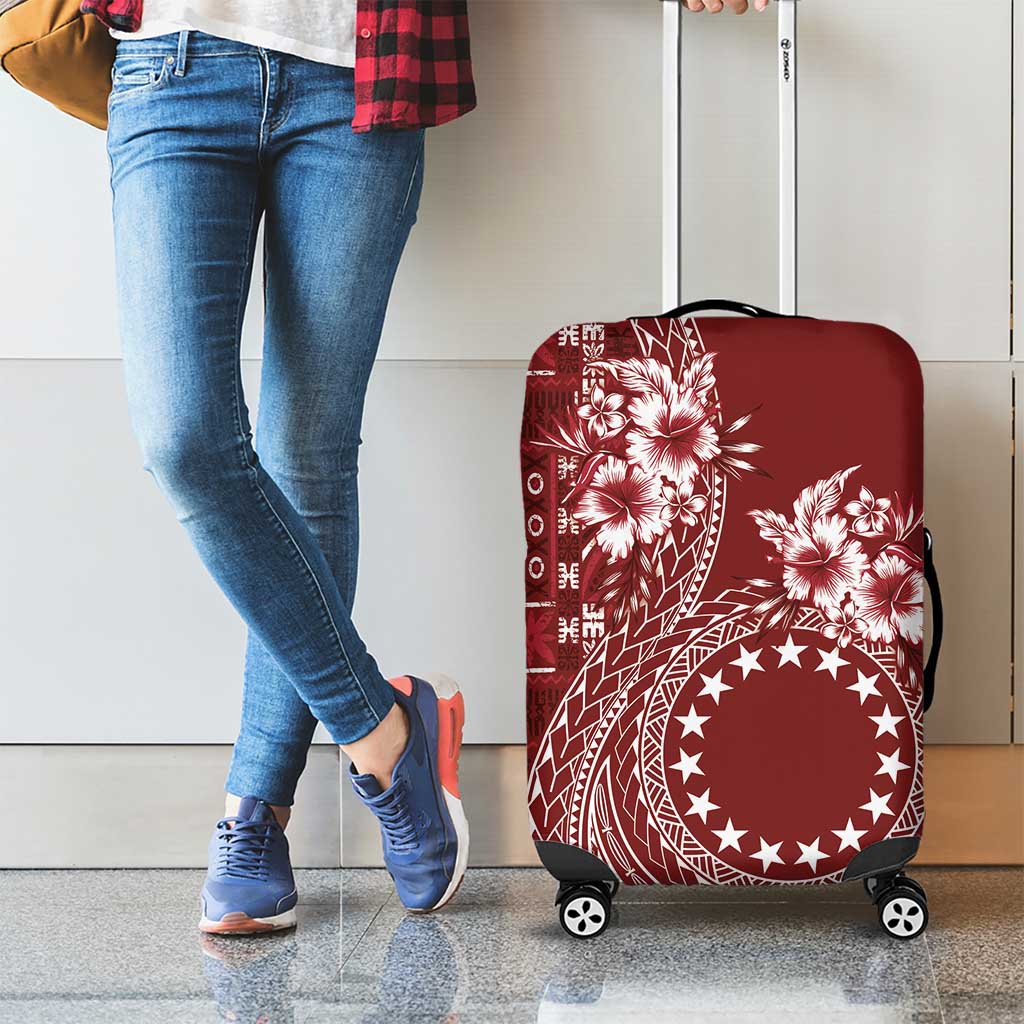 Kia Orana Cook Islands Luggage Cover Tiare and Stars - Scarlet