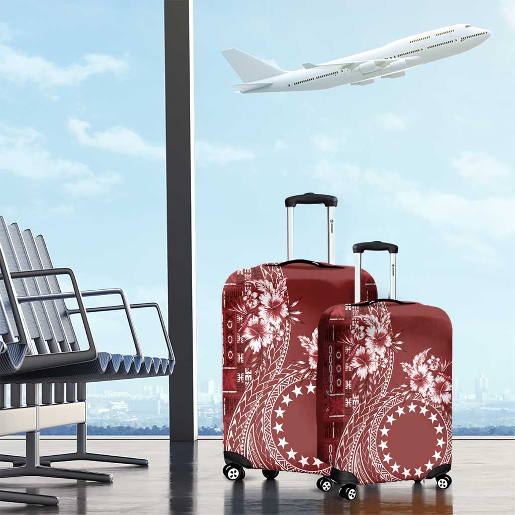 Kia Orana Cook Islands Luggage Cover Tiare and Stars - Scarlet