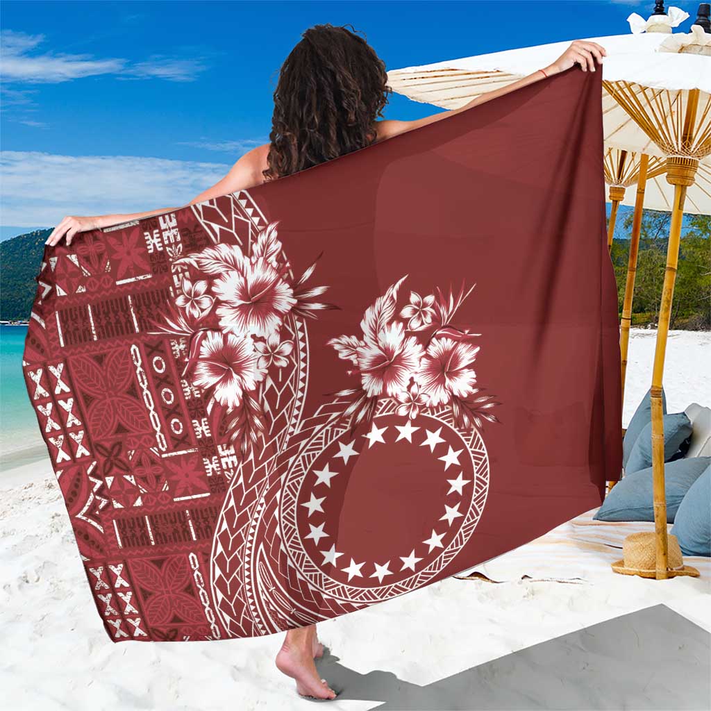 Kia Orana Cook Islands Sarong Tiare and Stars - Scarlet