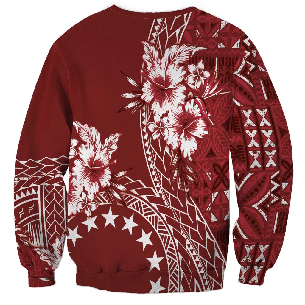 Kia Orana Cook Islands Sweatshirt Tiare and Stars - Scarlet