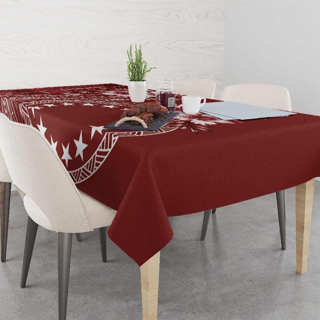 Kia Orana Cook Islands Tablecloth Tiare and Stars - Scarlet