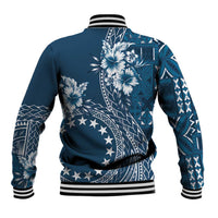 Kia Orana Cook Islands Baseball Jacket Tiare and Stars - Navy Blue