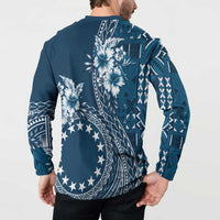 Kia Orana Cook Islands Button Sweatshirt Tiare and Stars - Navy Blue
