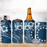 Kia Orana Cook Islands 4 in 1 Can Cooler Tumbler Tiare & Stars - Navy Blue