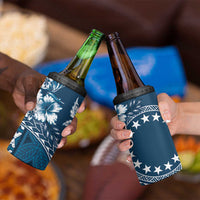 Kia Orana Cook Islands 4 in 1 Can Cooler Tumbler Tiare & Stars - Navy Blue