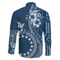 Kia Orana Cook Islands Family Matching Off Shoulder Short Dress and Hawaiian Shirt Tiare and Stars - Navy Blue
