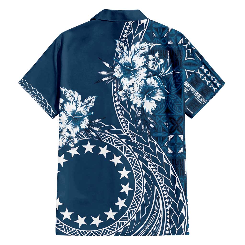 Kia Orana Cook Islands Family Matching Tank Maxi Dress and Hawaiian Shirt Tiare and Stars - Navy Blue