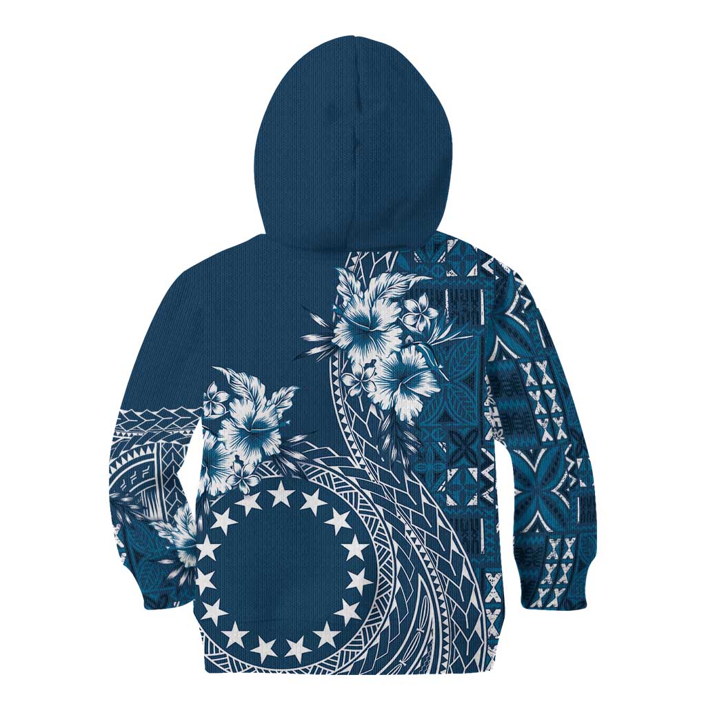 Kia Orana Cook Islands Kid Hoodie Tiare and Stars - Navy Blue