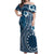 Kia Orana Cook Islands Off Shoulder Maxi Dress Tiare and Stars - Navy Blue