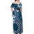 Kia Orana Cook Islands Off Shoulder Maxi Dress Tiare and Stars - Navy Blue