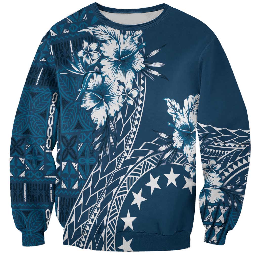 Kia Orana Cook Islands Sweatshirt Tiare and Stars - Navy Blue