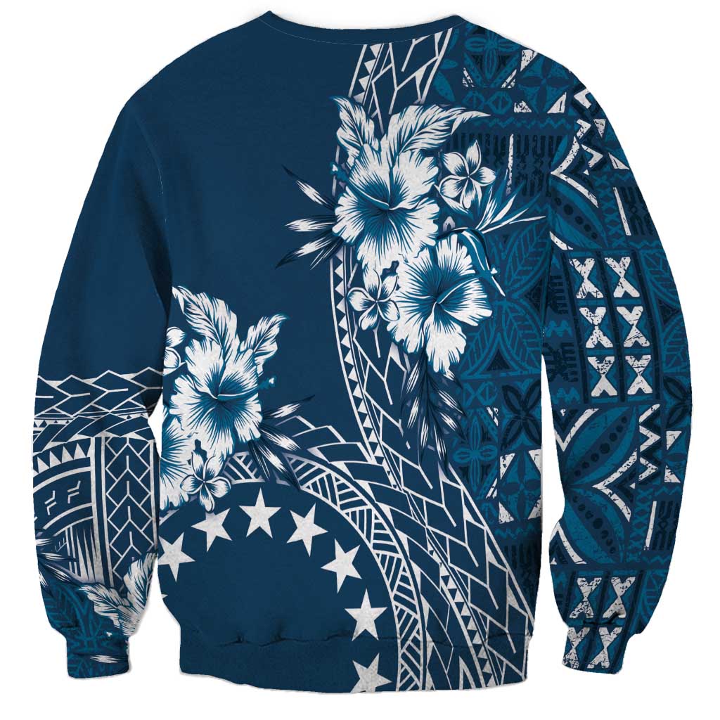Kia Orana Cook Islands Sweatshirt Tiare and Stars - Navy Blue