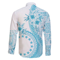Kia Orana Cook Islands Family Matching Off The Shoulder Long Sleeve Dress and Hawaiian Shirt Tiare and Stars - Turquoise