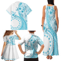 Kia Orana Cook Islands Family Matching Tank Maxi Dress and Hawaiian Shirt Tiare and Stars - Turquoise