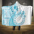 Kia Orana Cook Islands Hooded Blanket Tiare and Stars - Turquoise