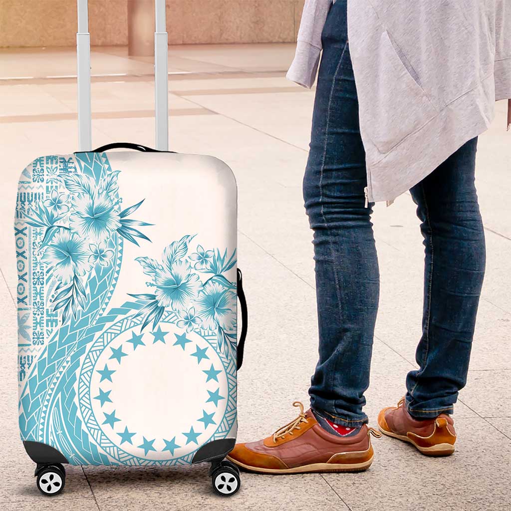 Kia Orana Cook Islands Luggage Cover Tiare and Stars - Turquoise
