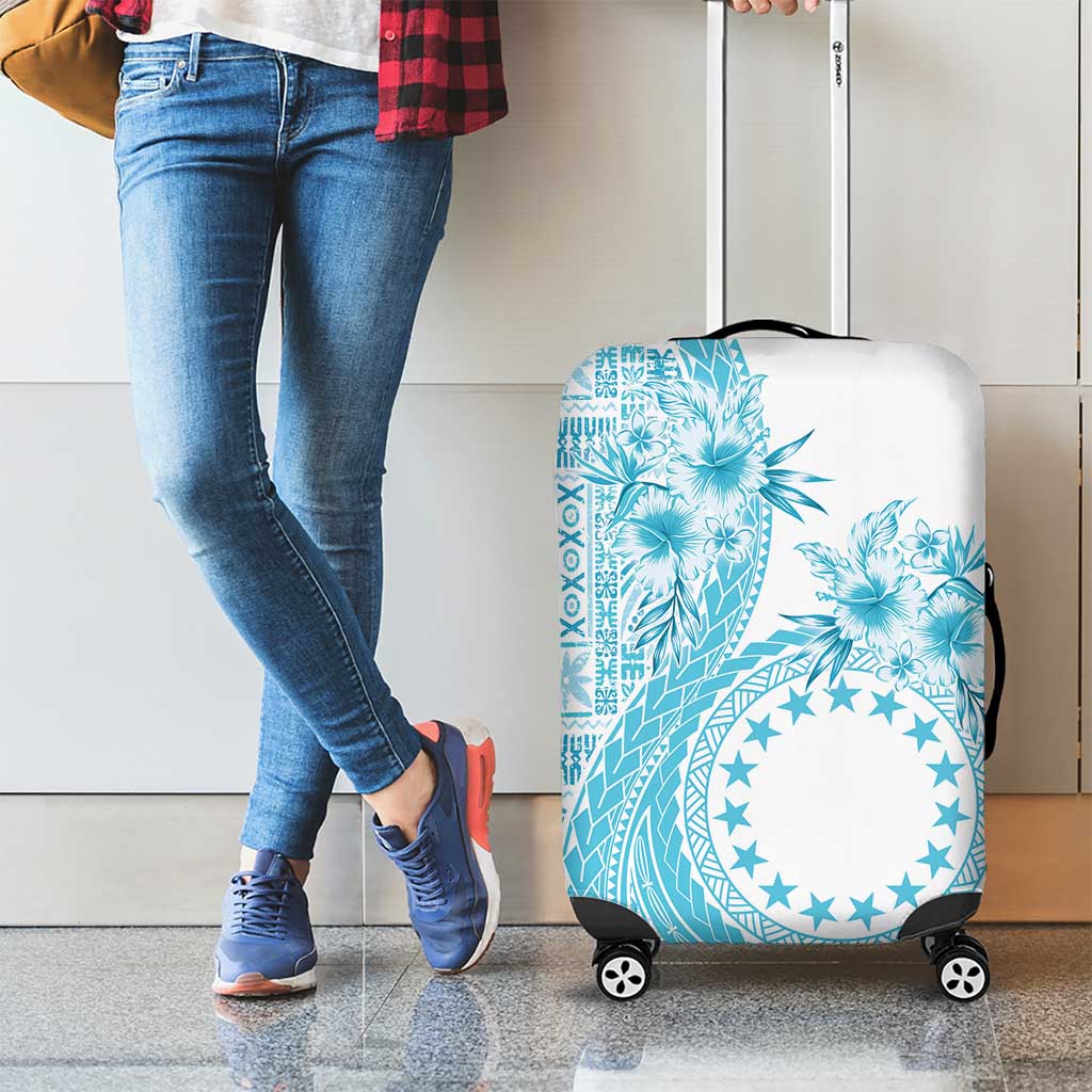 Kia Orana Cook Islands Luggage Cover Tiare and Stars - Turquoise