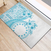 Kia Orana Cook Islands Rubber Doormat Tiare and Stars - Turquoise