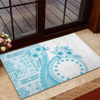 Kia Orana Cook Islands Rubber Doormat Tiare and Stars - Turquoise