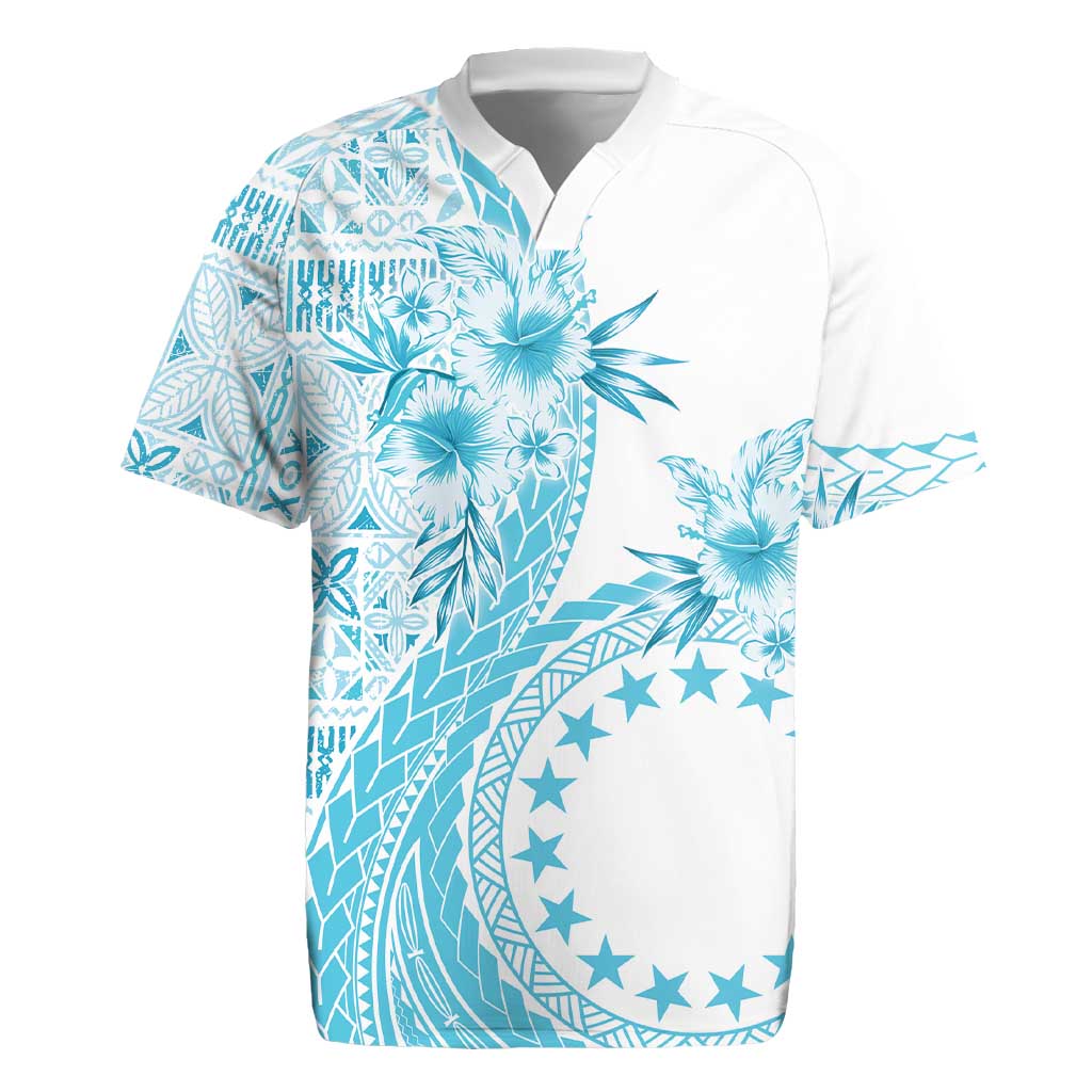 Kia Orana Cook Islands Rugby Jersey Tiare and Stars - Turquoise