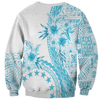 Kia Orana Cook Islands Sweatshirt Tiare and Stars - Turquoise