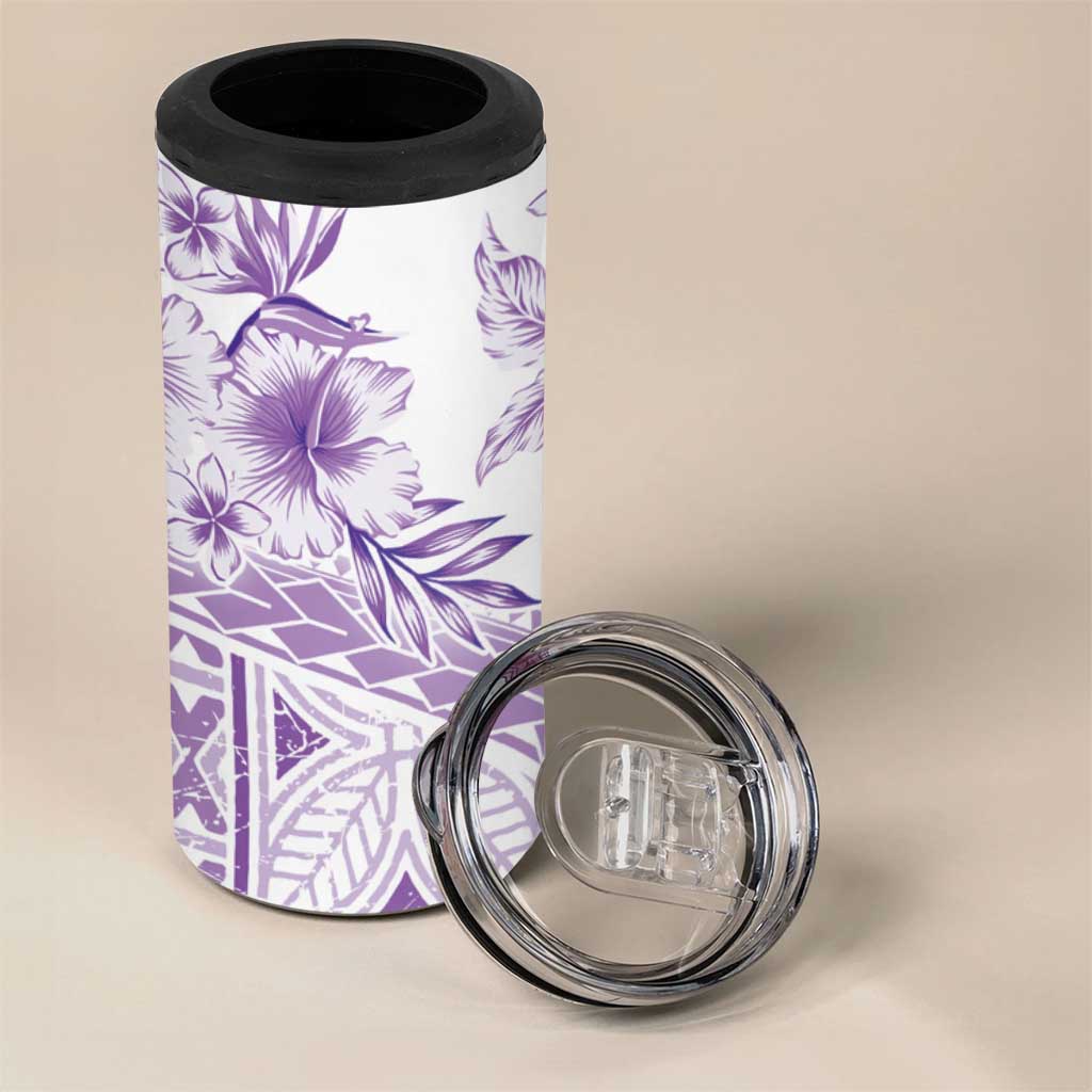 Kia Orana Cook Islands 4 in 1 Can Cooler Tumbler Tiare & Stars - Lavender