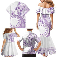 Kia Orana Cook Islands Family Matching Mermaid Dress and Hawaiian Shirt Tiare and Stars - Lavender
