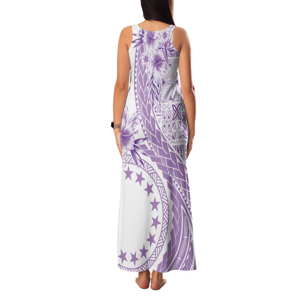 Kia Orana Cook Islands Family Matching Tank Maxi Dress and Hawaiian Shirt Tiare and Stars - Lavender