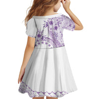 Kia Orana Cook Islands Kid Short Sleeve Dress Tiare and Stars - Lavender