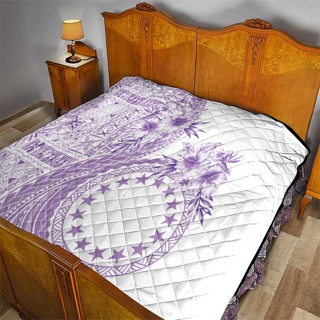 Kia Orana Cook Islands Quilt Tiare and Stars - Lavender