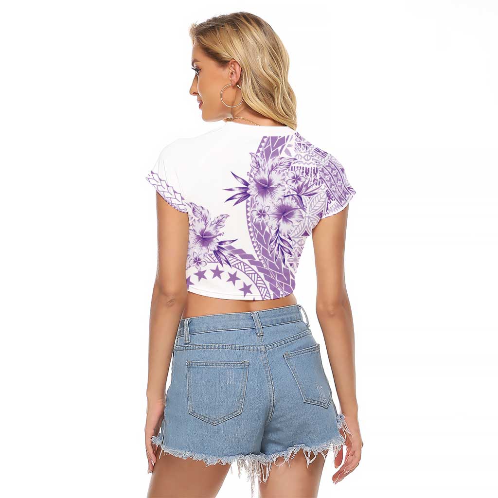 Kia Orana Cook Islands Raglan Cropped T Shirt Tiare and Stars - Lavender