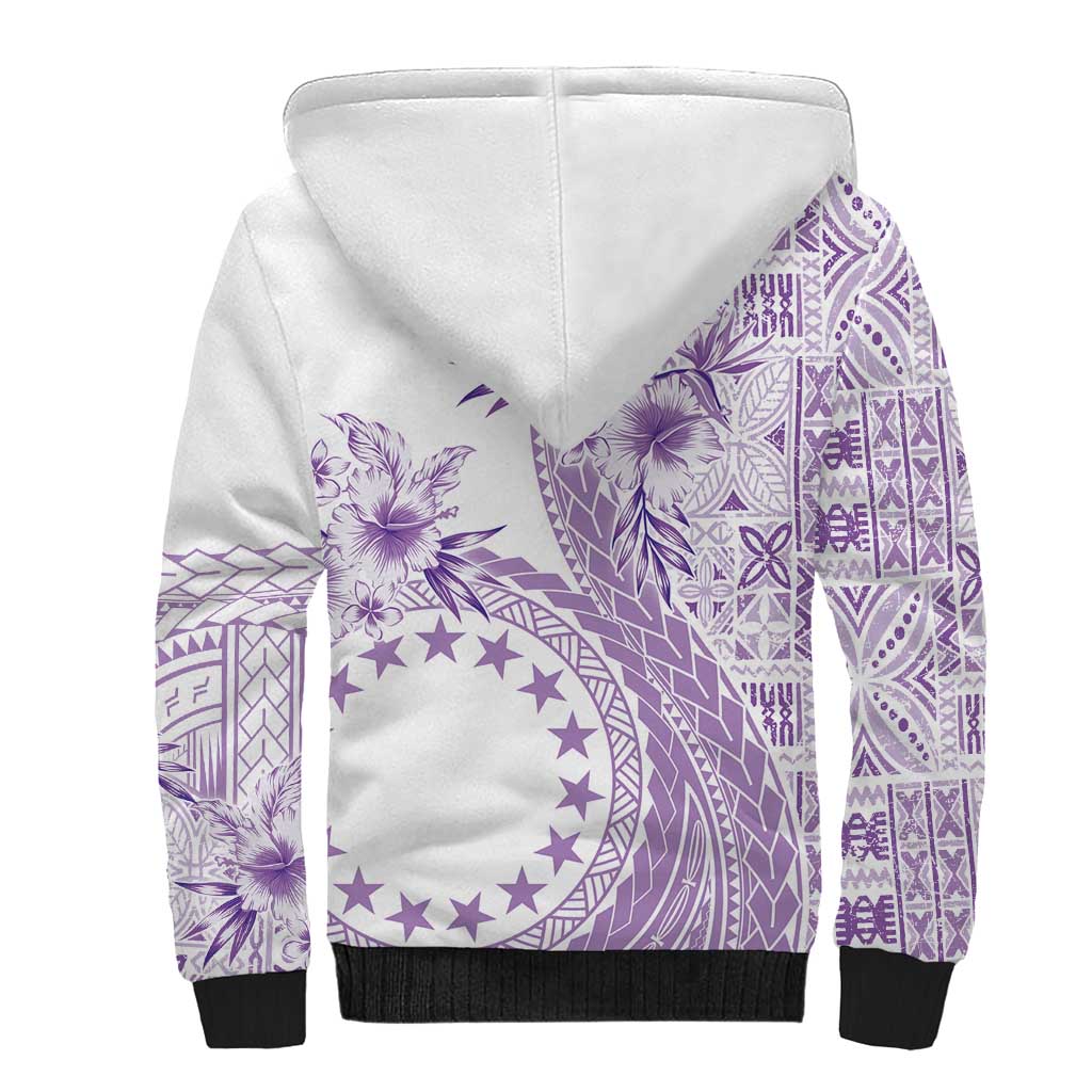 Kia Orana Cook Islands Sherpa Hoodie Tiare and Stars - Lavender