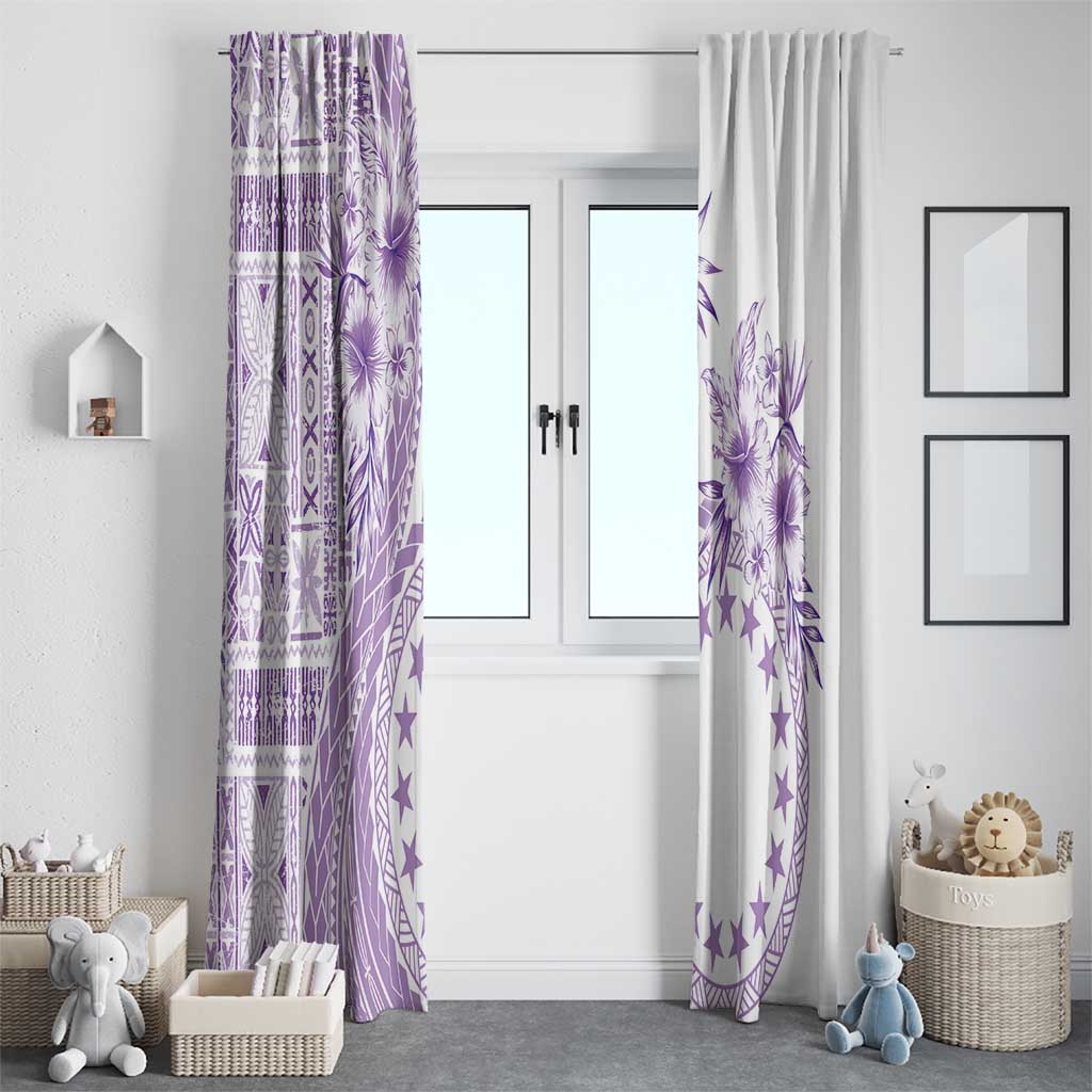 Kia Orana Cook Islands Window Curtain Tiare and Stars - Lavender