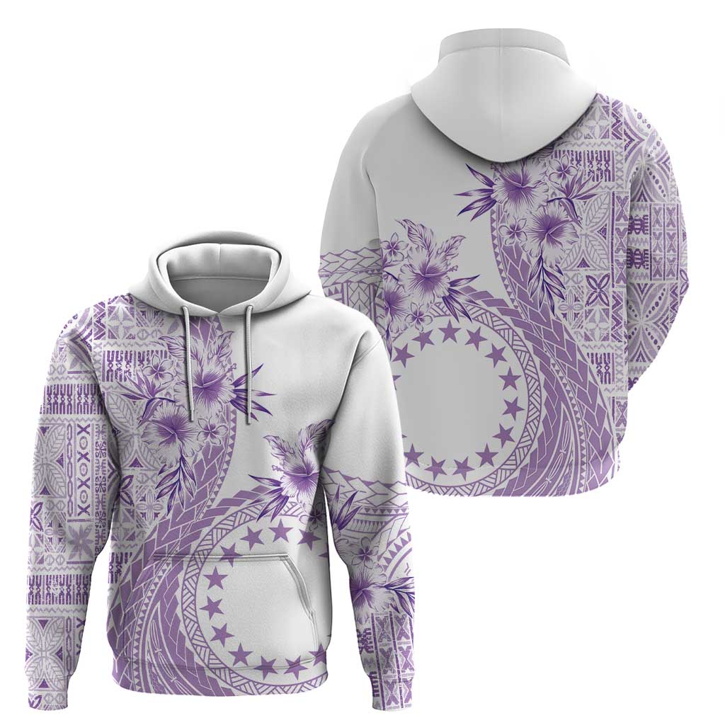 Kia Orana Cook Islands Zip Hoodie Tiare and Stars - Lavender