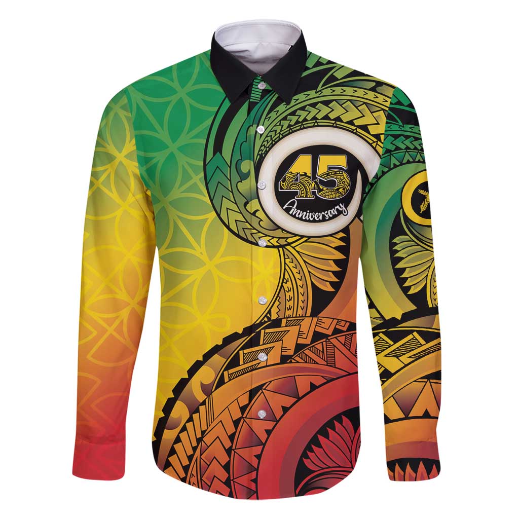 Vanuatu 45th Independence Anniversary Family Matching Long Sleeve Bodycon Dress and Hawaiian Shirt Ni-Van Sandroing - Polynesian Pride