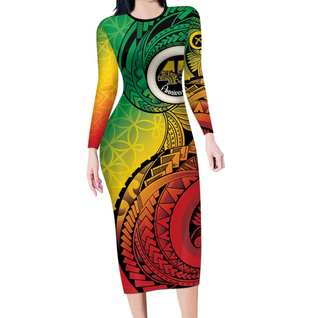 Vanuatu 45th Independence Anniversary Family Matching Long Sleeve Bodycon Dress and Hawaiian Shirt Ni-Van Sandroing - Polynesian Pride