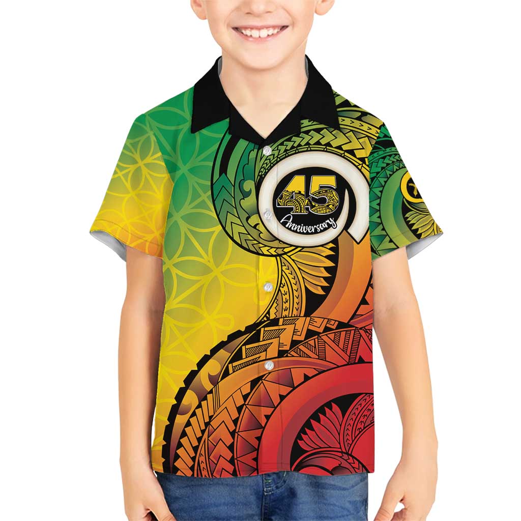 Vanuatu 45th Independence Anniversary Family Matching Long Sleeve Bodycon Dress and Hawaiian Shirt Ni-Van Sandroing - Polynesian Pride