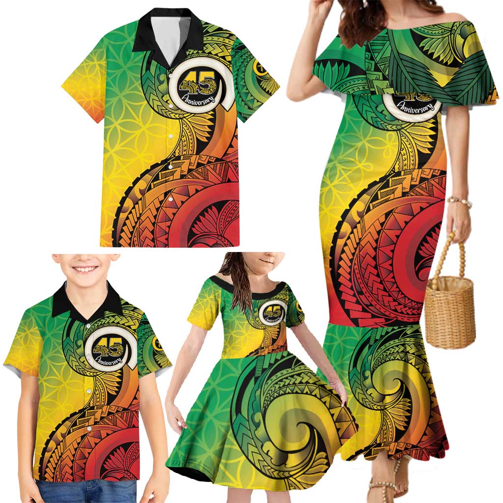 Vanuatu 45th Independence Anniversary Family Matching Mermaid Dress and Hawaiian Shirt Ni-Van Sandroing - Polynesian Pride