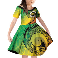 Vanuatu 45th Independence Anniversary Family Matching Off Shoulder Short Dress and Hawaiian Shirt Ni-Van Sandroing - Polynesian Pride