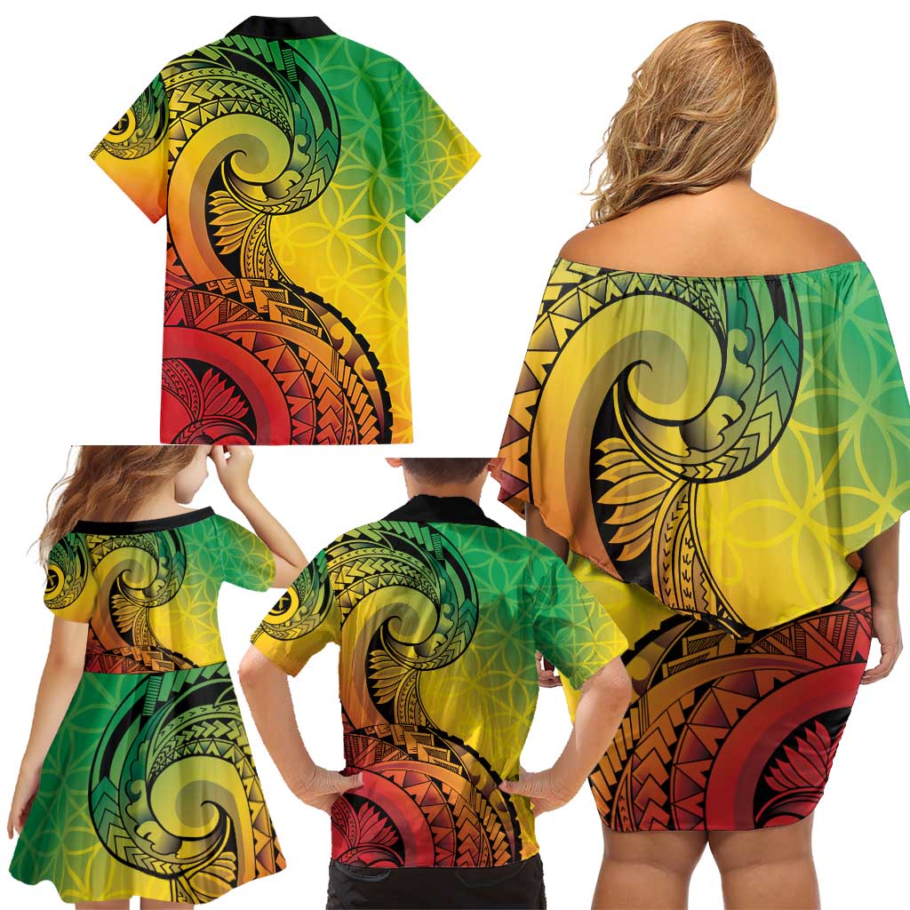 Vanuatu 45th Independence Anniversary Family Matching Off Shoulder Short Dress and Hawaiian Shirt Ni-Van Sandroing - Polynesian Pride