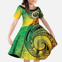 Vanuatu 45th Independence Anniversary Kid Short Sleeve Dress Ni-Van Sandroing - Polynesian Pride