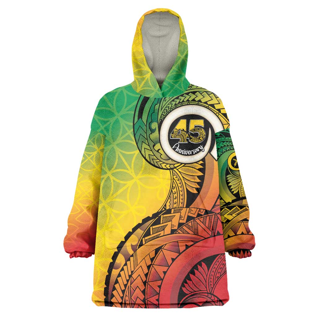 Vanuatu 45th Independence Anniversary Wearable Blanket Hoodie Ni-Van Sandroing - Polynesian Pride