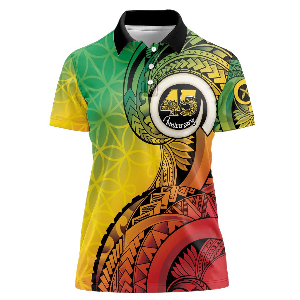 Vanuatu 45th Independence Anniversary Women Polo Shirt Ni-Van Sandroing - Polynesian Pride