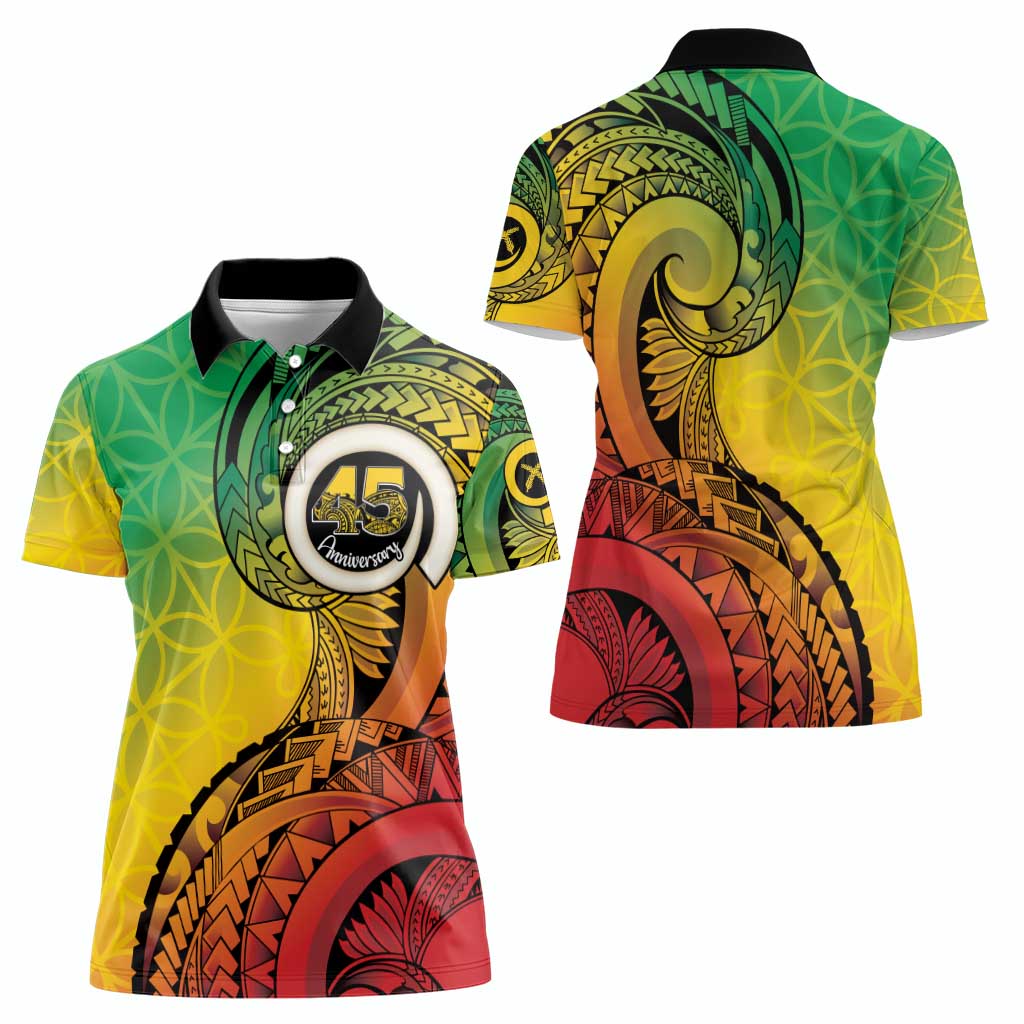 Vanuatu 45th Independence Anniversary Women Polo Shirt Ni-Van Sandroing - Polynesian Pride
