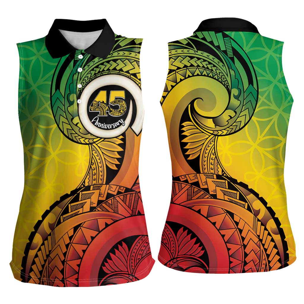 Vanuatu 45th Independence Anniversary Women Sleeveless Polo Shirt Ni-Van Sandroing - Polynesian Pride