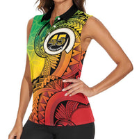 Vanuatu 45th Independence Anniversary Women Sleeveless Polo Shirt Ni-Van Sandroing - Polynesian Pride