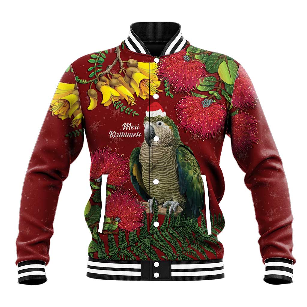 Kakapo Bird New Zealand Baseball Jacket Floral Christmas
