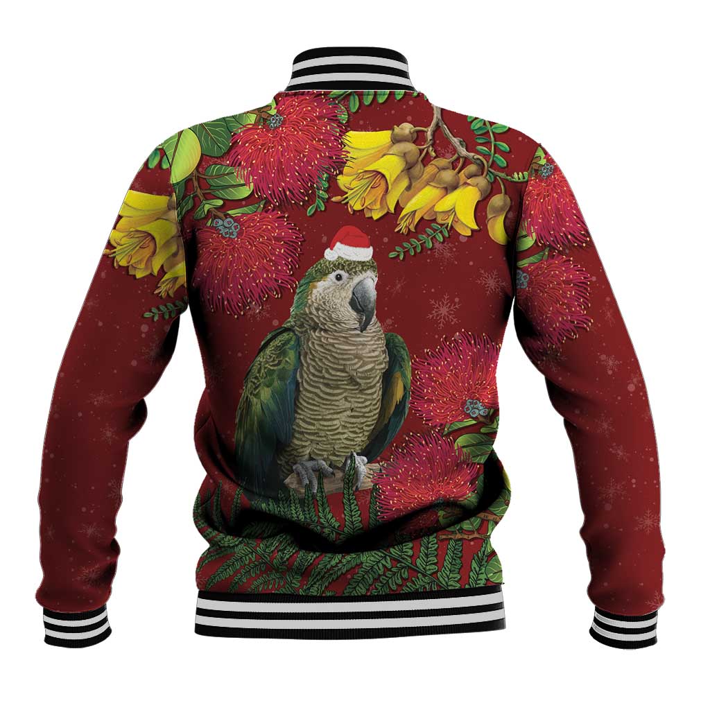 Kakapo Bird New Zealand Baseball Jacket Floral Christmas
