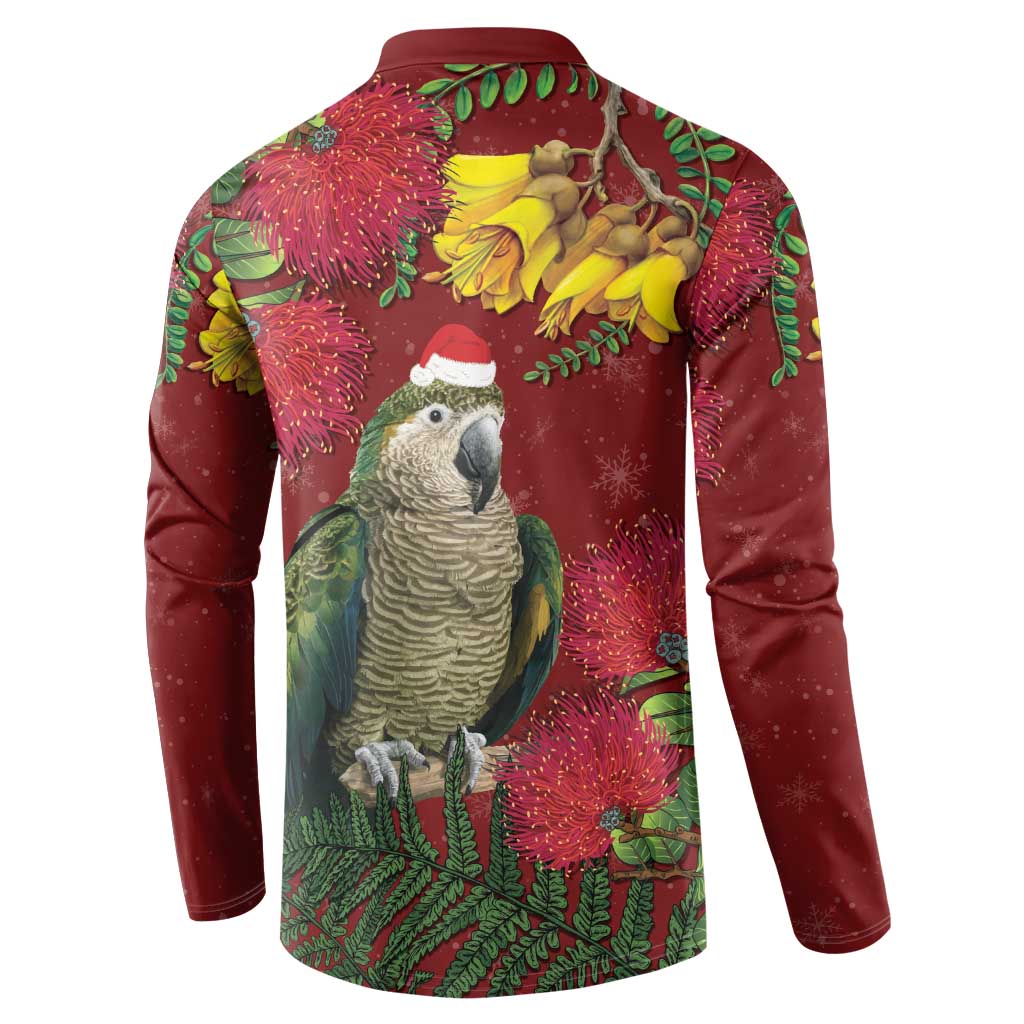 Kakapo Bird New Zealand Button Sweatshirt Floral Christmas